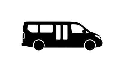 Black Vector Silhouette of a Minivan