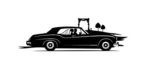 Black Vector Silhouette of a Classic Car