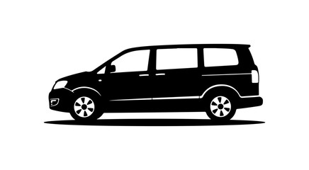 Black Vector Silhouette of a Minivan