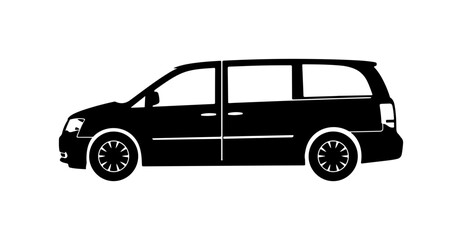 Black Vector Silhouette of a Minivan
