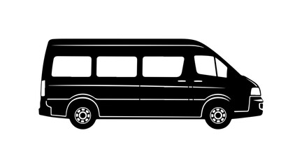 Black Van Silhouette Vector Illustration