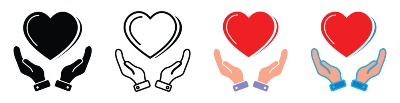 Hand holding heart icon. icon representing care, love and charity symbol. vector illustration and transparent PNG