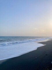 Obraz premium View of the beach and coastline at Santa Teresa di Riva and Furci Siculo in January 2026, before Cyclone Harry, Sicily, Italy