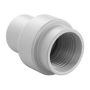 White PVC pipe connector fitting isolated on a transparent background