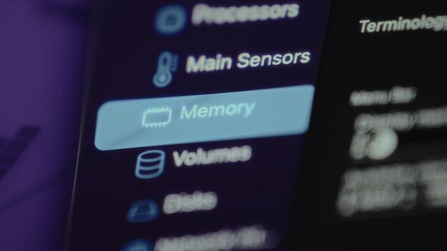System information categories with Memory category highlighted