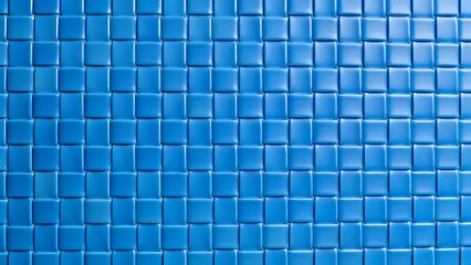 Fototapeta premium Blue square tiles arranged in a grid pattern, forming a uniform mosaic surface.