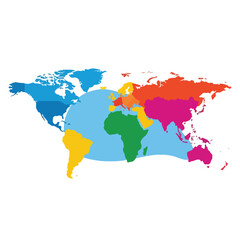 Fototapeta premium Colorful World Map Illustration on White Background 3.