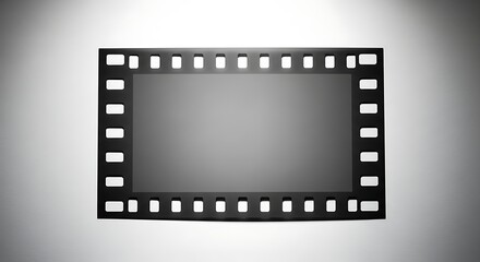 Fototapeta premium Film strip frame on gray background with white gradient effect