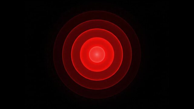 Pulsating Concentric Red Circles. Modern Luminous Preloader. Abstract Pulsating Rings Motion Background. Colorful Circular Silhouettes, Abstract High Tech Background