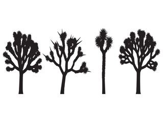 Obraz premium Silhouettes of four bare trees against a white background simple nature illustration for design projects