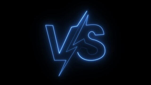 a stock graphic of a "VS" (versus) logo presented in a glowing blue neon style. It is a popular element for gaming content, intros, titles, and motion graphics. 