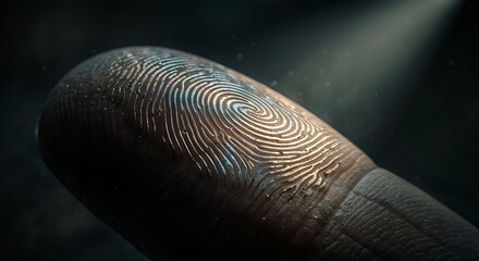 Biometric Security: Close-up of a Fingerprint for Behavioral Authentication