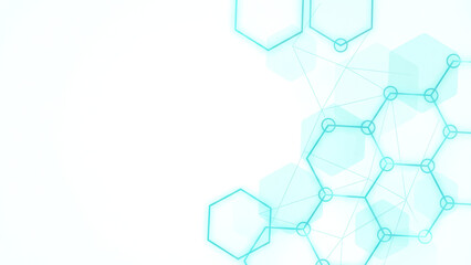 Scientific Abstract Background Clean Minimalist Molecular Grid with Hexagon Line Design