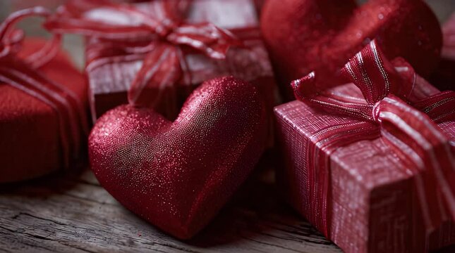 Valentine&rsquo;s Day special gift flat lay, gift box with love, top view, cozy and romantic mood