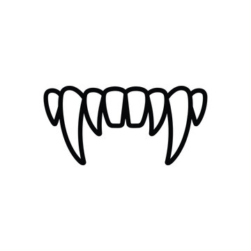 A simple black and white illustration of vampire fangs or teeth