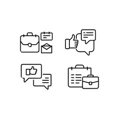 Business communication icons with briefcase chat bubbles calendar and email symbols