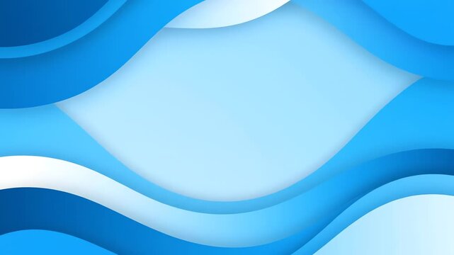 Abstract composition of blue and white curved shapes with a gradient effect.