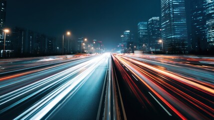 Obraz premium City highway traffic at night