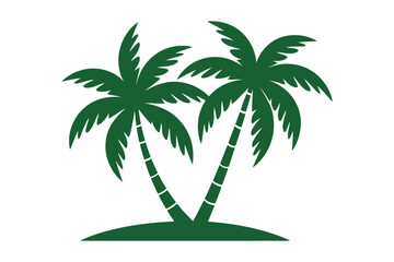 Obraz premium A graphic illustration of two green palm trees on a small island