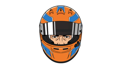 Fototapeta premium Racing helmet close-up with intense gaze and bold colors