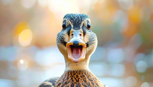 Cute Duck with Shocked Expression Animal Portrait