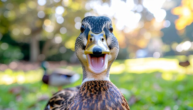 Cute Duck with Shocked Expression Animal Portrait