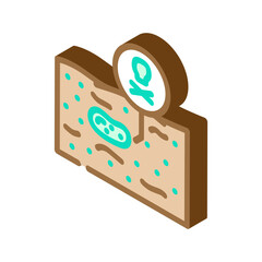 Soil section showing contamination with a hazardous waste marker and harmful microorganisms, illustrating environmental pollution and the presence of dangerous toxins