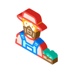 Farmer wearing a protective gas mask and hat, engaged in agricultural work, emphasizing essential safety measures and health protection while working with chemicals and toxic substances