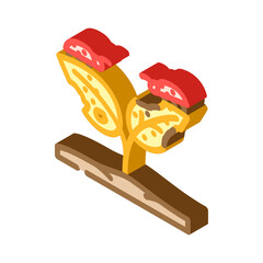 Insect pests consuming damaged plant leaves, illustrating concepts of agricultural challenges, crop destruction, pest control, and garden issues in an isometric graphic style