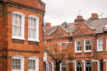 Fulham Hammersmith- Victorian Terraced Houses London – Classic Red Brick Residential Row in Urban...