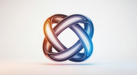 Naklejka premium Intertwined glowing digital knot displaying connection and abstract unity