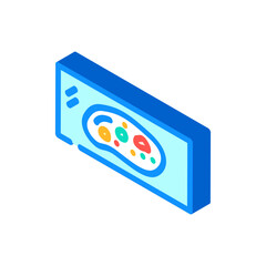 Microscopic view of various cells or bacteria on a laboratory slide, illustrating scientific research in biology and medicine with an isometric perspective