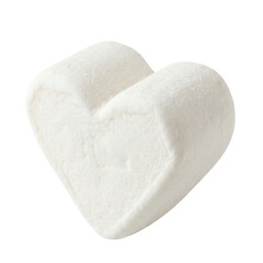 Fototapeta premium White heart shaped marshmallow isolated. Sweet soft candy.
