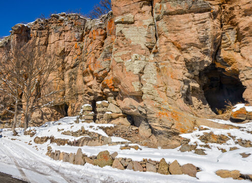 Pilkyas cave church in Arpa river canyon near Jermuk (Vayots Dzor, Armenia)