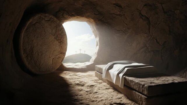 Empty Tomb Easter dawn with faith resurrection, hope, and new life.