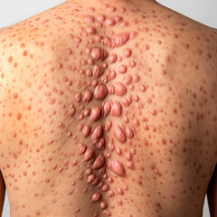 Fototapeta premium Close-up of Human Skin with Multiple Lesions back bumps