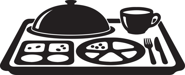 Meal Tray in silhouette on white background.