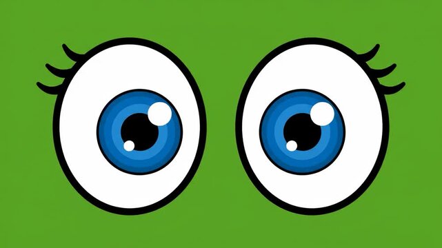 WideEyed Wonder Cartoon Eyes on Green  Expressive  Playful Design.