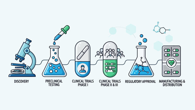 Drug Discovery and Development Process Infographic - From Lab to Patient