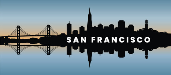 Obraz premium Minimalist San Francisco California cityscape horizontal silhouette. 