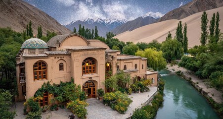 Serene Shangri-La Resort in the Hunza Valley, Pakistan.