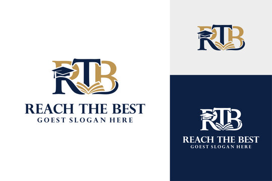 RTB Education Logo with Open Book and Graduation Cap for Academic Branding