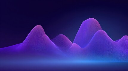 Abstract 3D Landscape with Colorful Wavy Peaks and Soft Gradients in Purple and Blue Tones for Modern Design Use