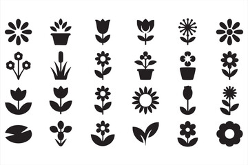 Fototapeta premium Garden Flowers and Botanical Symbols Icons