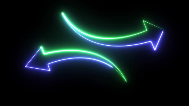 Tow arrow neon icon animation onkarrow icon animation on black background.