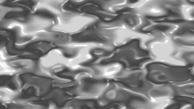 Abstract liquid metal texture with shiny silver ripples and glossy chrome waves creating a reflective metallic background.