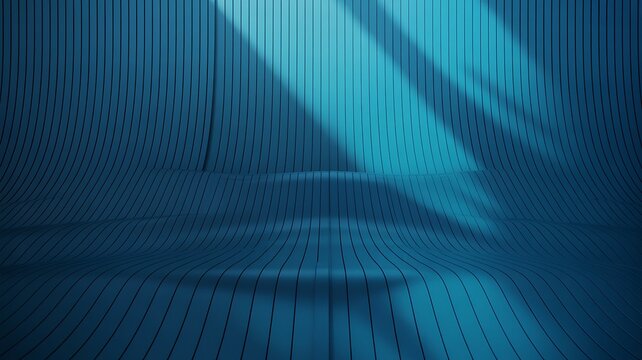 A dark blue room with a striped pattern and a beam of light