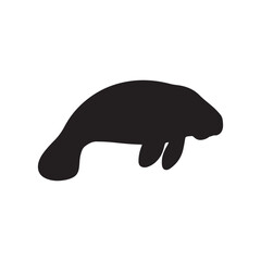 Florida manatee silhouette icon vector flat design