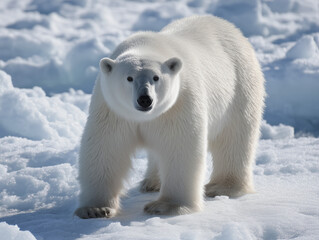 Polar bear (Ursus maritimus) on the pack ice north of Spitsbergen Island, Svalbard, Norway