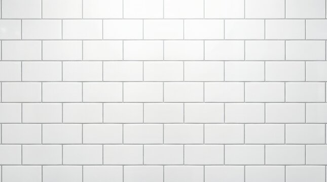 White Subway Tile Wall Texture Background with Gray Grout Lines